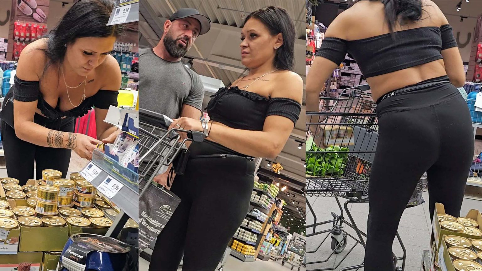 Milf With Black Hair In Black Leggings Candid Best Premium