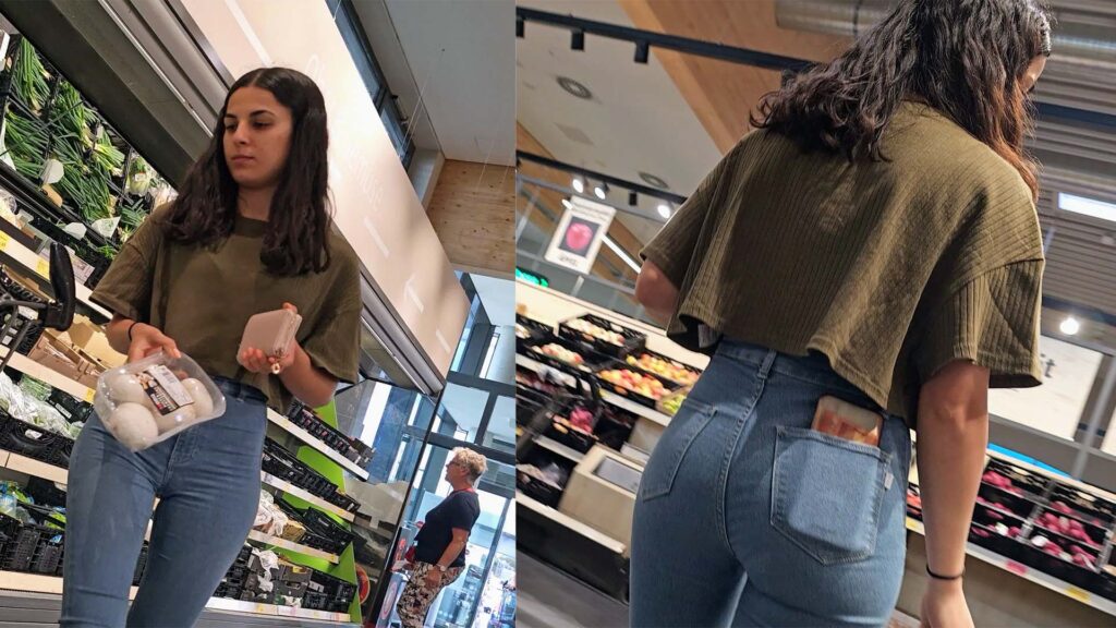 Slim girl in jeans vpl - Candid Best Premium