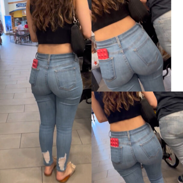 Brunette bubble butt in tight jeans - Candid Best Premium